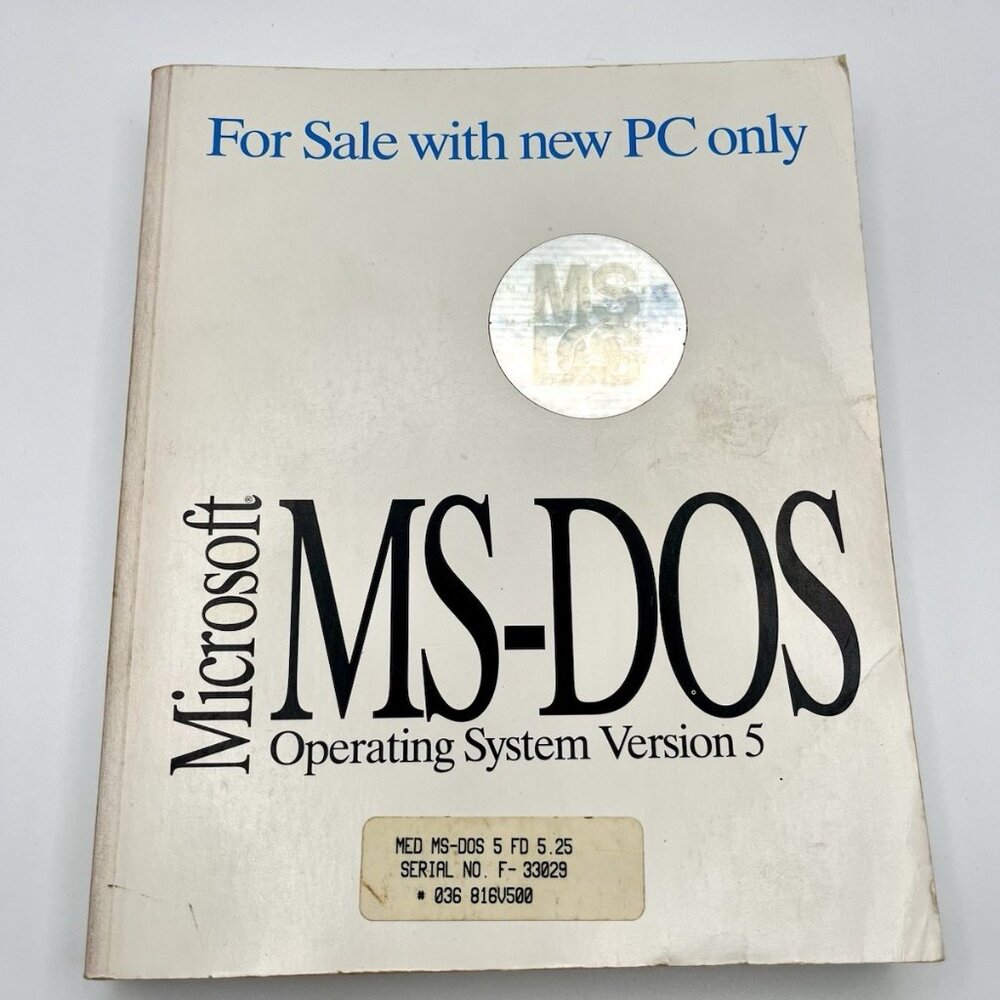 Vintage Microsoft MS-DOS Version 5 Genuine Operating System Manual 1991 NO DISC